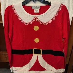 Mrs. Santa Claus gold lurex butttons and belt